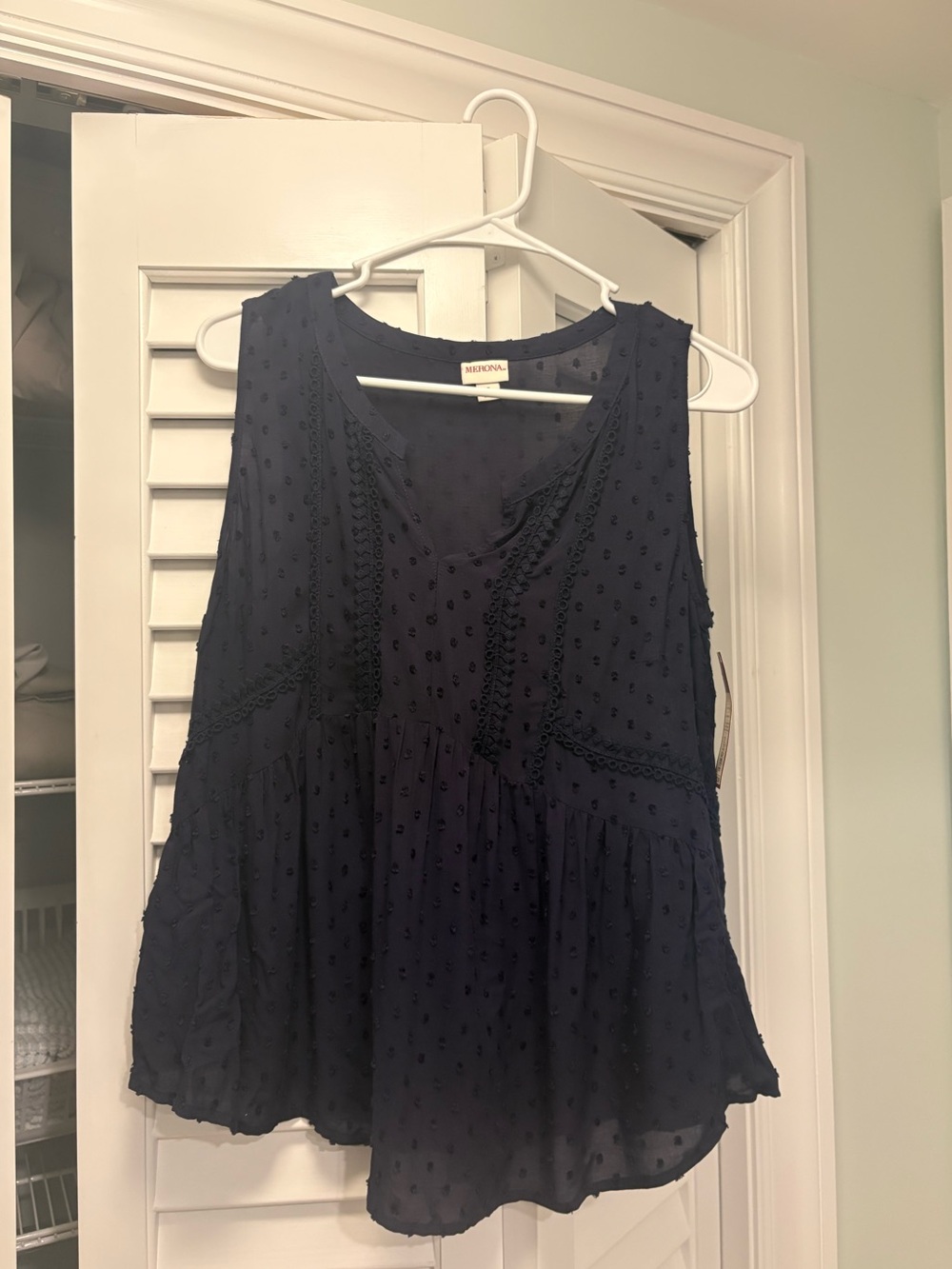Merona Navy Babydoll Tank Peplum Boho Size Small NWT